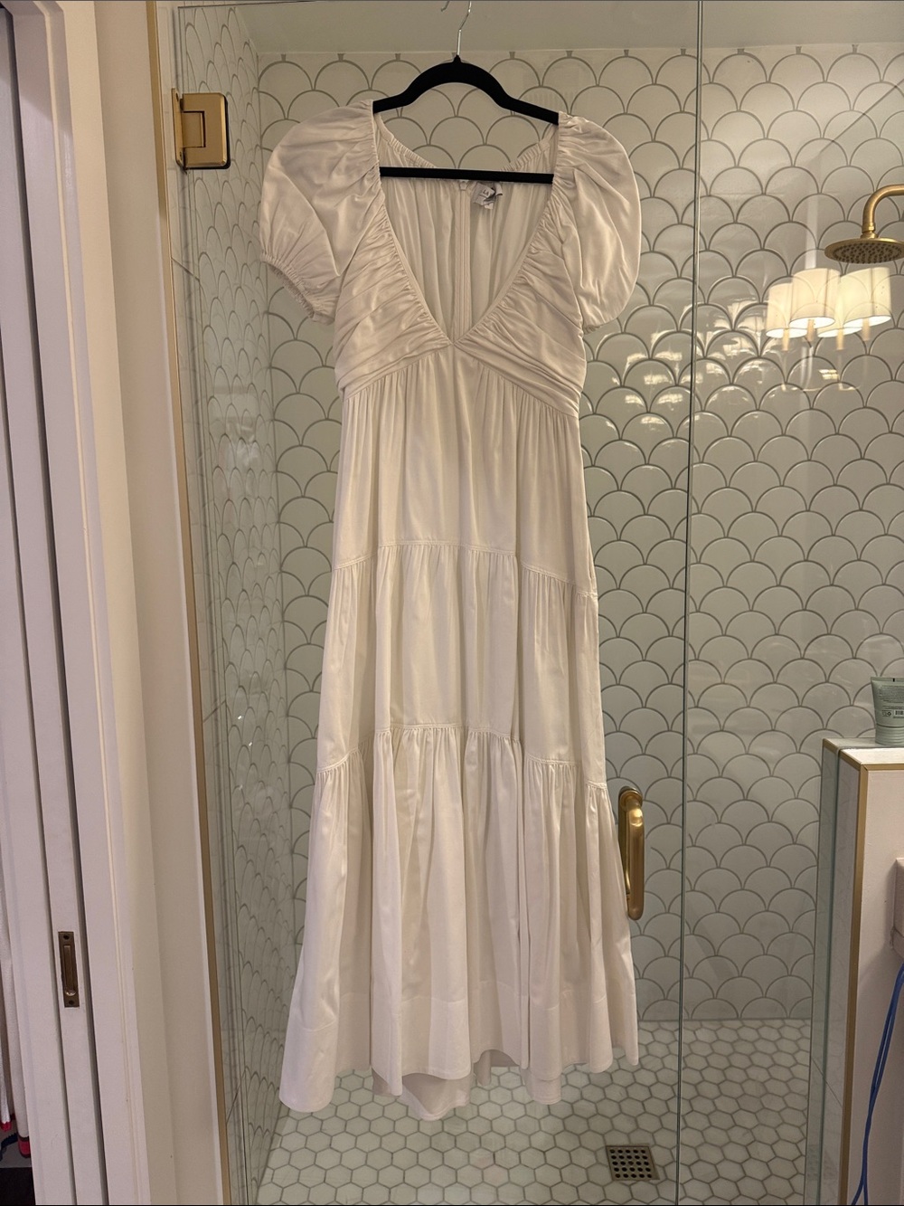 La Ligne White V-Neck Tiered Maxi Dress